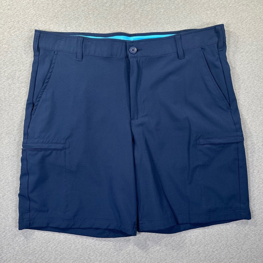 Birdie Bound Shorts Mens 38 Navy Golf Performance Cargo Stretch‎ Grip Chino